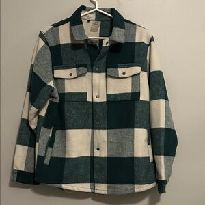 VRST Plaid Green & Cream Shirt Jacket